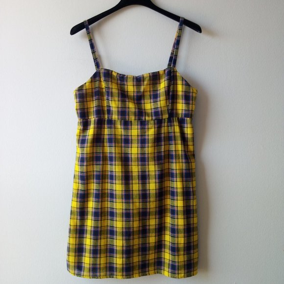 Urban Outfitters Yellow Plaid Dress Size M - Picture 2 of 10